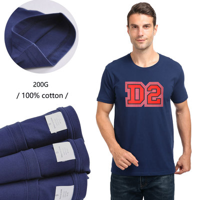 爆款欧美外贸D2男士短袖圆领T恤9色200g棉套头短T